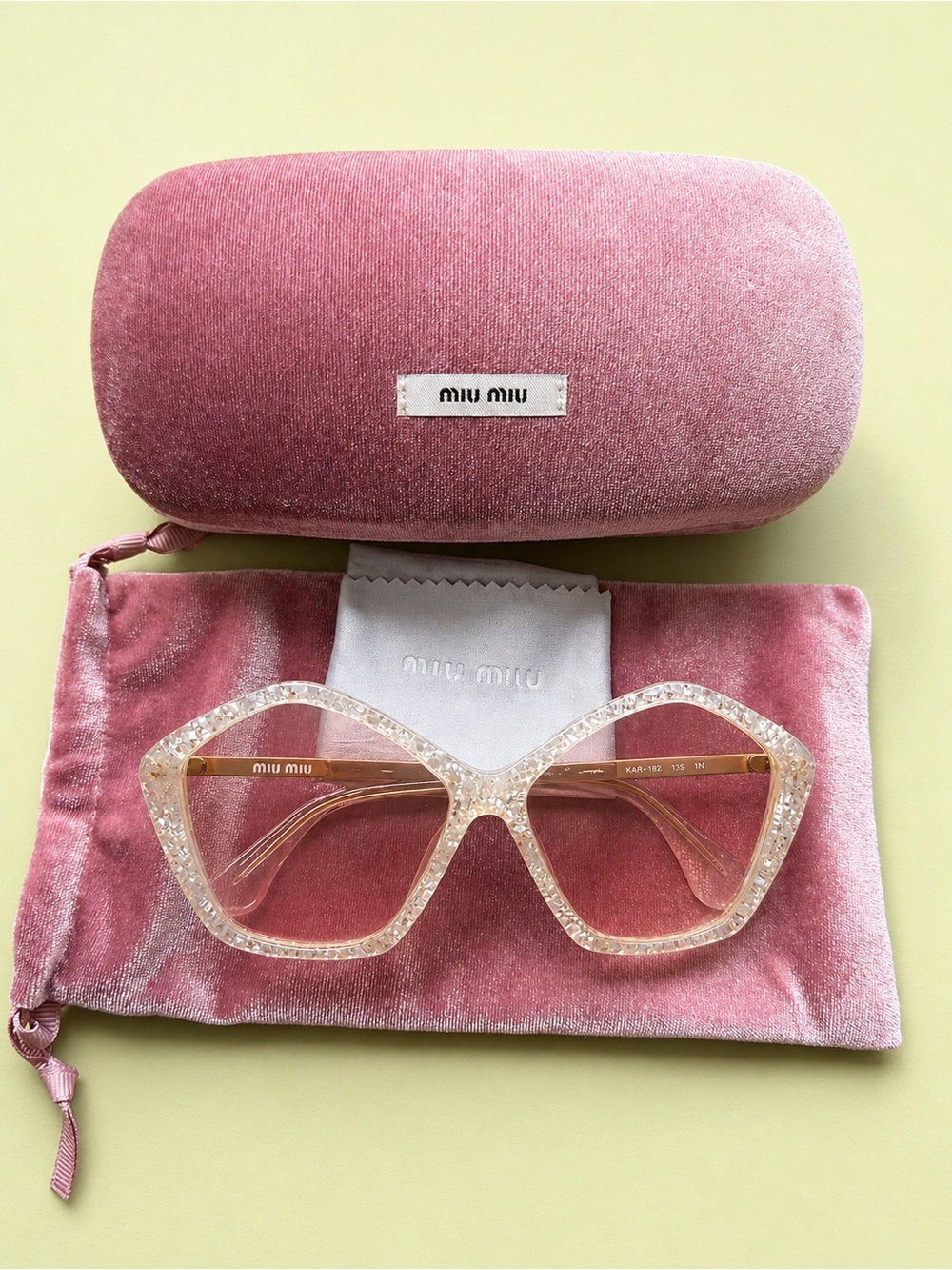 Miu Miu Oversized Sunglasses ✨ Crystal Frame Pink Lenses + Case Set
